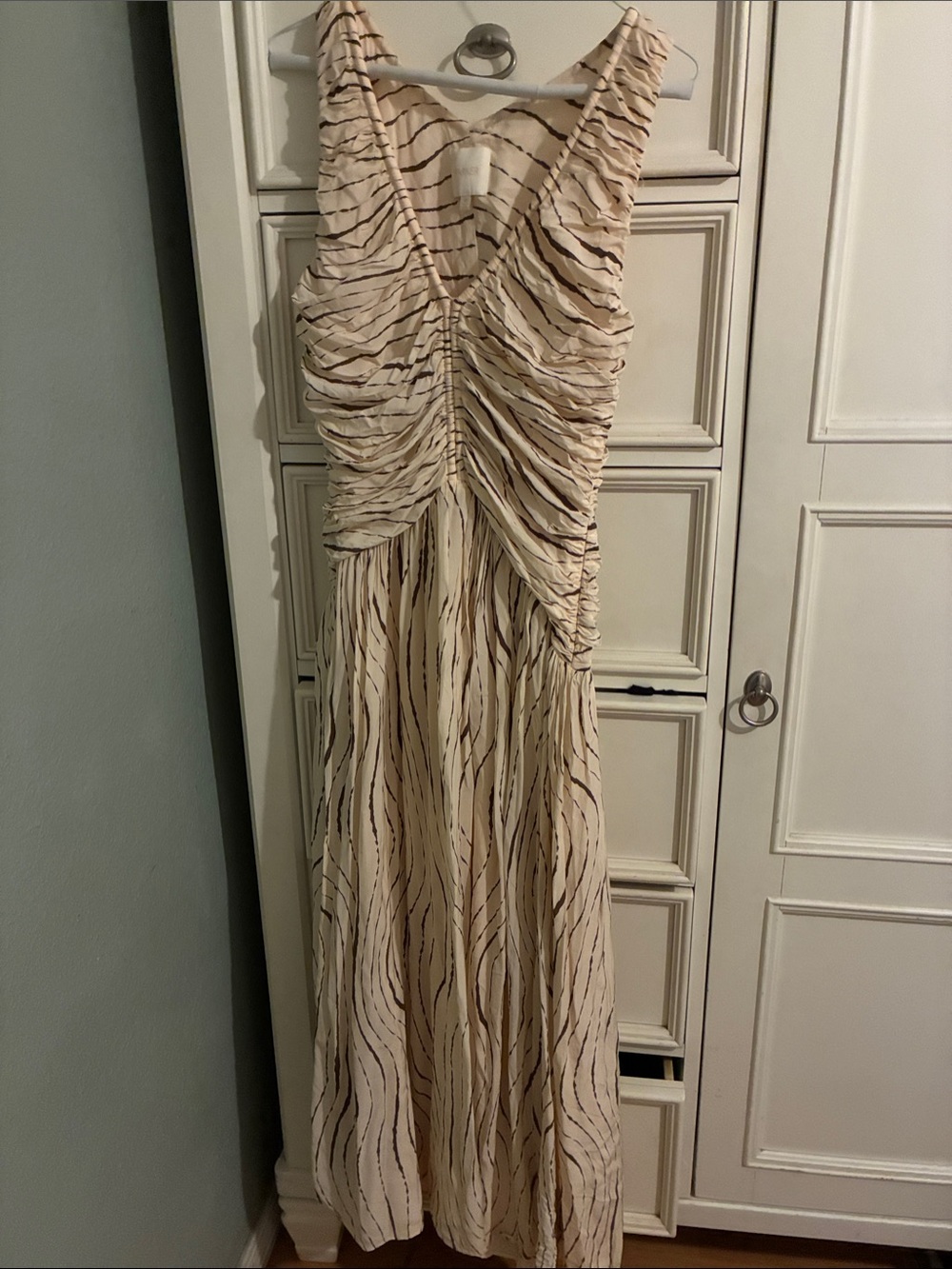 Parker Cream Maxi Dress with Black Stripe Detail